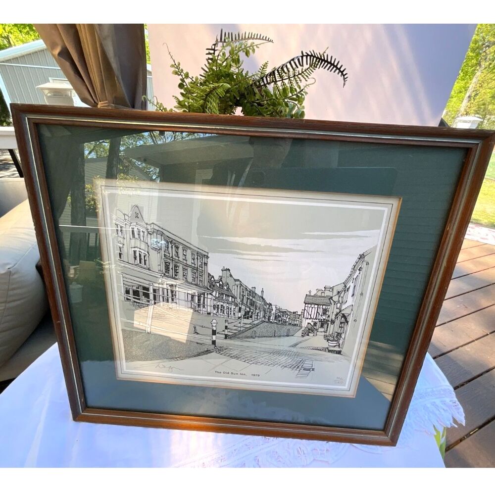 Original drawing The Old Sun Inn 1979 142/250 Vintage